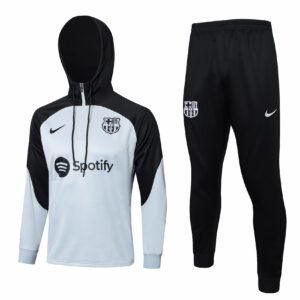 Kit agasalho cinza com preto do Barcelona 2023/24