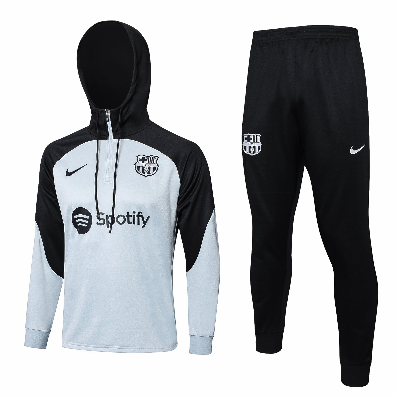 Kit agasalho cinza com preto do Barcelona 2023/24